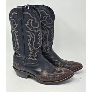 VTG Code West Boots Mens Size 9.5 D Black Leather Western Cowboy Pointed Toe USA